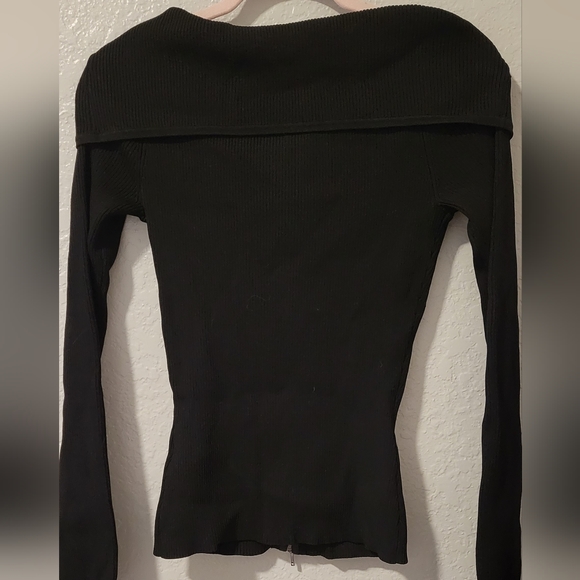 Cache Black Ribbed Knit Sweater - Picture 2 of 3